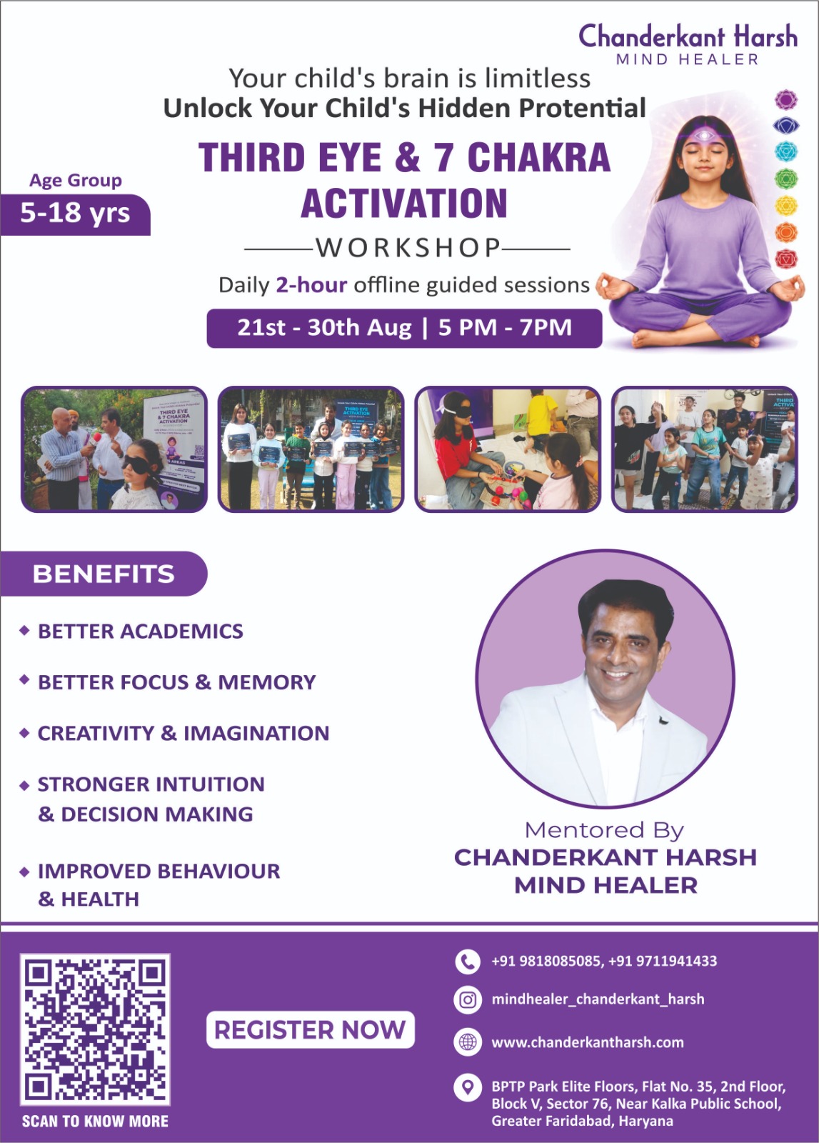 Third Eye and 7 Chakra Activation Workshop poster for 21 to 30 August 2026